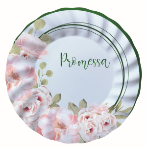 PIATTI PROMESSA IN CARTONCINO LINEA FLORAL CM. 20 CF.8  PZ.