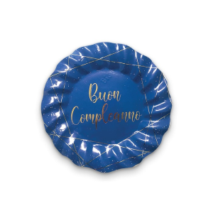 PIATTI NATALE IN CARTONCINO BUON COMPLEANNO BLUE GOLD CM. 30 CF. 6 PZ.