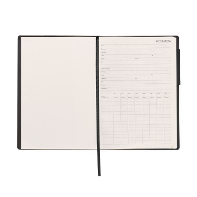 AGENDA DEL DOCENTE LARGE WEEKLY DIARY 13 MONTH 2024 - BLACK