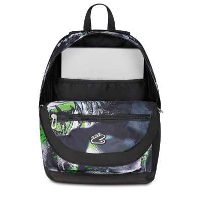 ZAINO REVERSIBLE BACKPACK GRS EARPHONES WIRELESS GRAY SHADOW FLUO GREEN