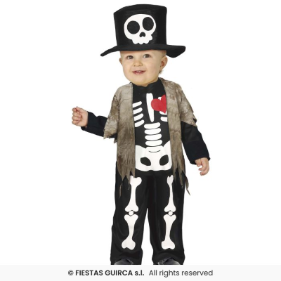 COSTUME SCHELETRO BAMBINO 2-3 ANNI