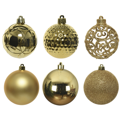 BARATTOLO 37 SFERE NATALE ASSORTITE ORO DIAM. 6 CM. KAEMINGK DECORIS