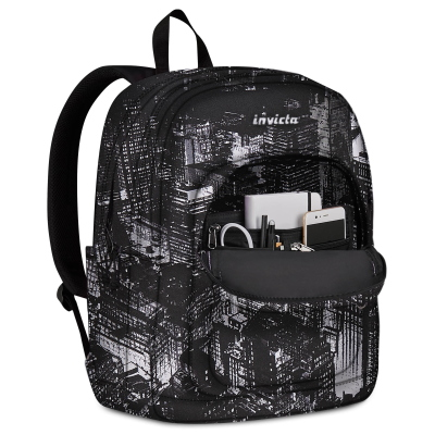 ZAINO SCUOLA INVICTA JELEK FANTASY CITY BLACK