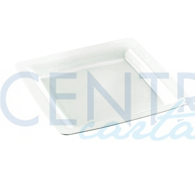 PIATTO VASSOIO QUADRATO IN PLASTICA RIGIDA KRISTAL TRASPARENTI CM. 23 CF. 20 PZ.