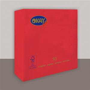 TOVAGLIOLI DOPPIO VELO PURA CELLULOSA ROSSI CM. 33X33 CF. 50 PZ. FESTE E PARTY