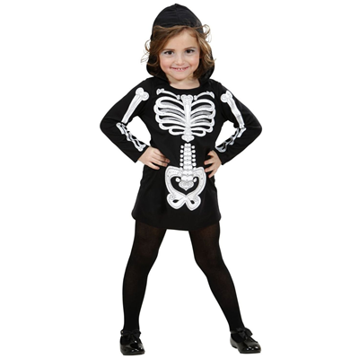 8003558746170 140 cm / 8-10 Anni Widmann-Glam Skeleton Girl Scheletro Glamour Vestito con Cappuccio Costumi Completo Bambino 661 Multicolore, 