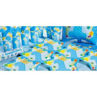 TOVAGLIOLI PRIMO COMPLEANNO CELESTE CM.33X33 CF.20 PZ. FESTE E PARTY