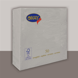 TOVAGLIOLI DOPPIO VELO PURA CELLULOSA ARGENTO CM. 33X33 CF. 50 PZ. FESTE E PARTY
