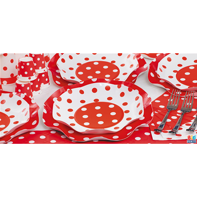 PALLONCINI MAXI IN LATTICE ROSSI A POIS BIANCHI CONF. 12 PEZZI FESTE E PARTY 