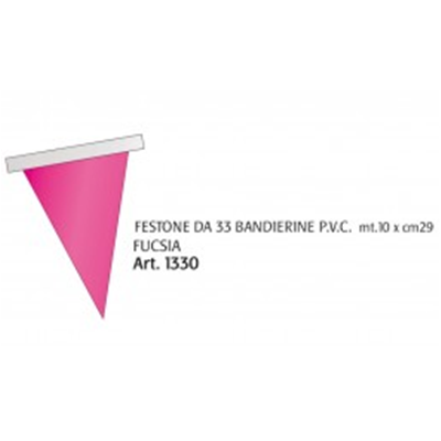 FESTONE BANDIERINE FUCSIA PLASTICA PVC 10 MT. FESTE E PARTY