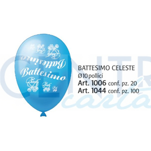 PALLONCINI IN LATTICE CELESTE IL MIO BATTESIMO CONF. 20 PEZZI FESTE E PARTY 