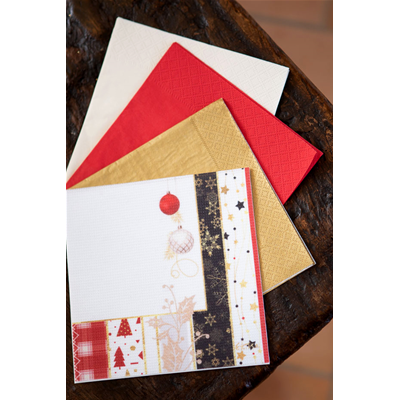 TOVAGLIOLI 3 VELI CHRISTMAS PATCHWORK CM 33X33 CF. 20 PEZZI NATALE FESTE E PARTY