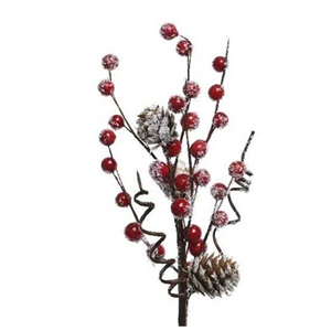 PICK NATALE BACCHE PIGNE INNEVATO L. 30 CM. KAEMINGK DECORIS