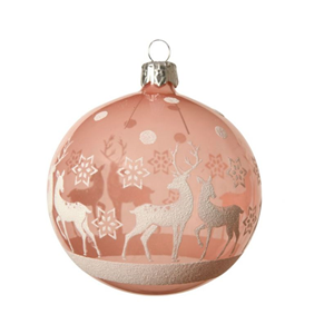 SFERA NATALE ROSA IN VETRO CON DECORI KAEMINGK DECORIS