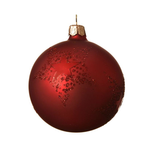 SFERA NATALE IN VETRO DECORATA SATINATA ROSSA DIAM. 8 CM. KAEMINGK DECORIS
