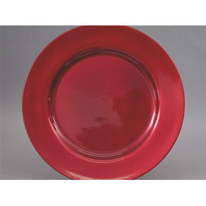 SOTTOPIATTO ROSSO SATINATO CON BORDO EFFETTO GLITTER DIAM. 33 CM. 