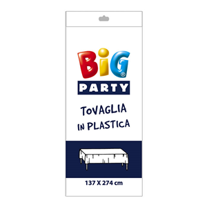TOVAGLIA IN PVC BIANCA MONOCOLORE CM.137X274 COMPLEANNO FESTE E PARTY