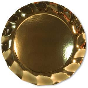 PIATTI MAXI IN CARTA ORO LUCIDO CONF.5 PEZZI EXTRA NATALE FESTE E PARTY