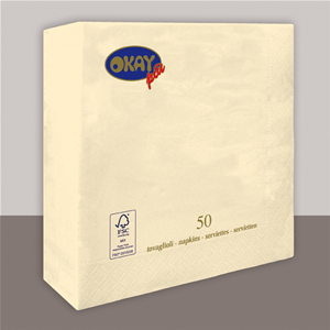 TOVAGLIOLI DOPPIO VELO PURA CELLULOSA PANNA CM. 33X33 CF. 50 PZ. FESTE E PARTY