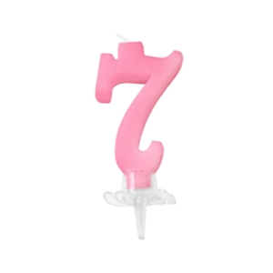 CANDELINA TORTA SAGOMATA NUMERO 7 ROSA CM. 7 FESTE E PARTY
