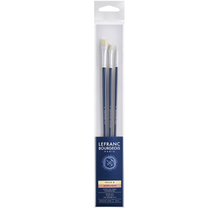 SET 3 PENNELLI QUALITA' FINE MANICO LUNGO  (TONDO N°4 PIATTO N°8 FILBERT N°4) LEFRANC & BOURGEOIS