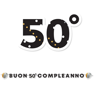 FESTONE MAXI SCRITTA BUON COMPLEANNO 50 ANNI LINEA PRESTIGE 6 MT FESTE E PARTY